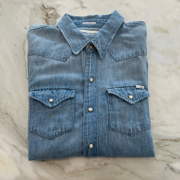 MOTHER DENIM CATCH MY DRIFT DISTRESSED SHIRT SIZE MEDIUM NWOTS! - Picture 11 of 17